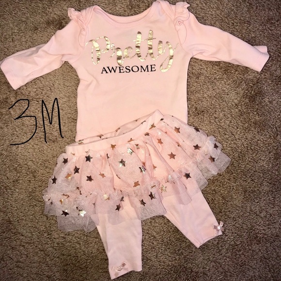 Baby girl- lightpeach long sleeve onesie/tutu set - Picture 1 of 1